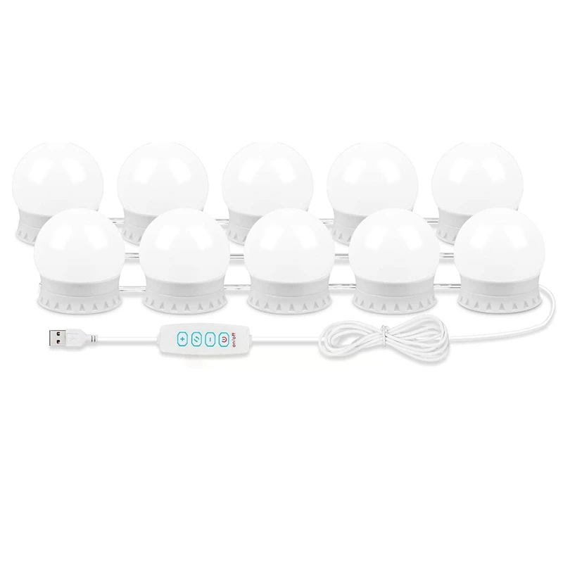 Vanity Light Bulbs For Mirror USB Cable Mirror Lights Vanity Lights Stick On With 10 Dimmable Bulbs, For Makeup Dressing