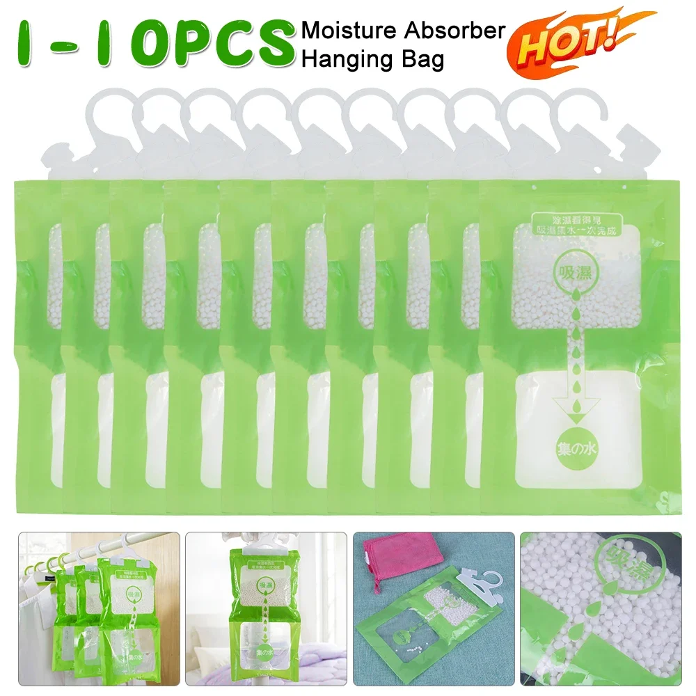 1-10PCS Moisture Absorber Hanging Bag Moldproof Wardrobe Antihumidity Bags Dry Bag Dehumidification for Closet Indoor Desiccant