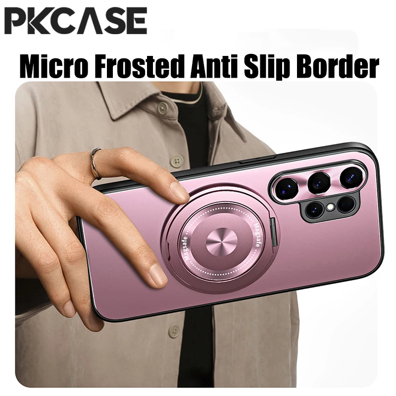 PKCASE 360° Rotating Ring Magnetic Phone Case with Matte Lens Protective Cover