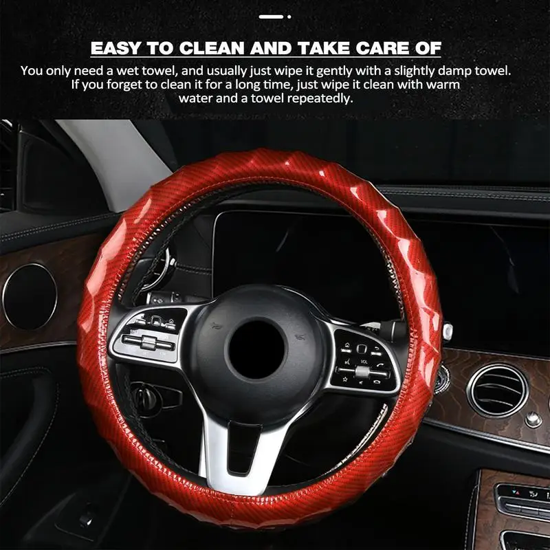 

Universal Steering Wheel Cover Auto Anti Slip Steering Wheel Cover Car Round Carbon Fiber Steering Wheel Sleeve Skidproof