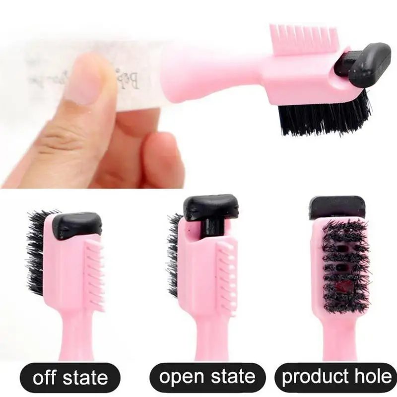 Edge Brush Hair Styling Comb Teasing Hair Brush for Edges Control 3 In 1 Edge Brush with Gel Dispenser Edge Control Brush