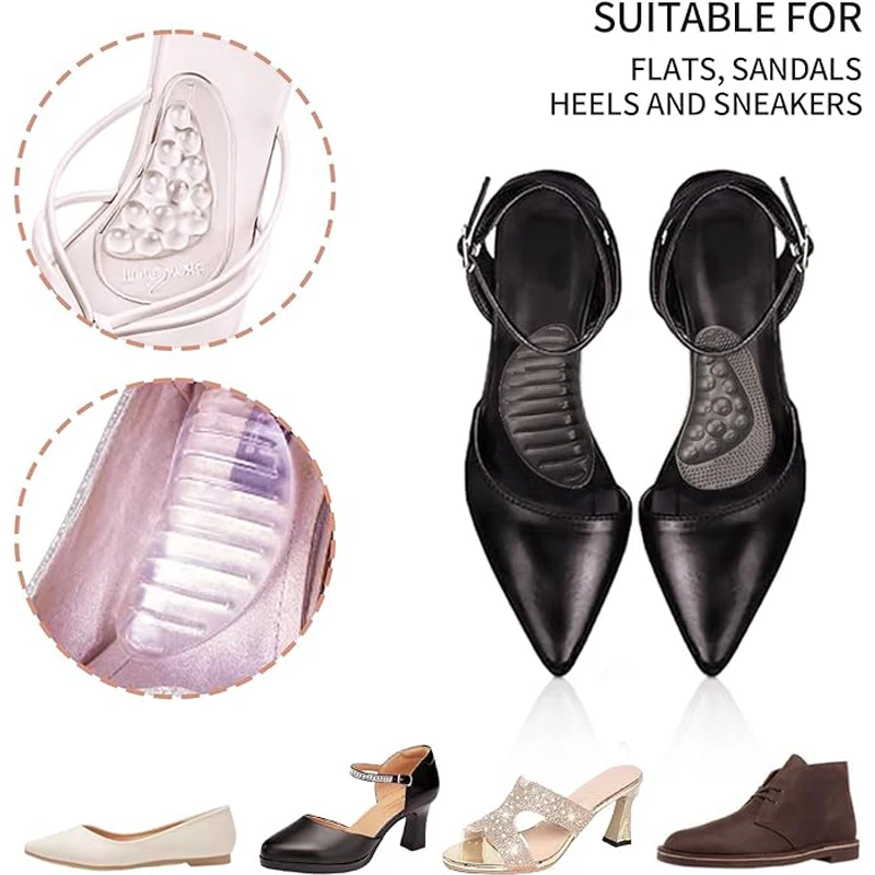 4 Pair of Transparent Arch Support Particle Insoles Flat feet high arches relieve stress insole