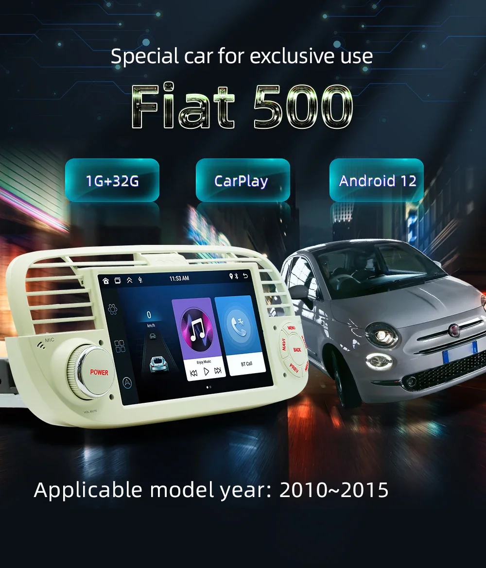 S859ce11aae2e40e094cbdc75c3cec58eu 1Din Android Car Radio Player for Fiat 500 Abarth 2007-2015 Carplay GPS Navigation Autoradio RDS DAB Car Multimedia Player