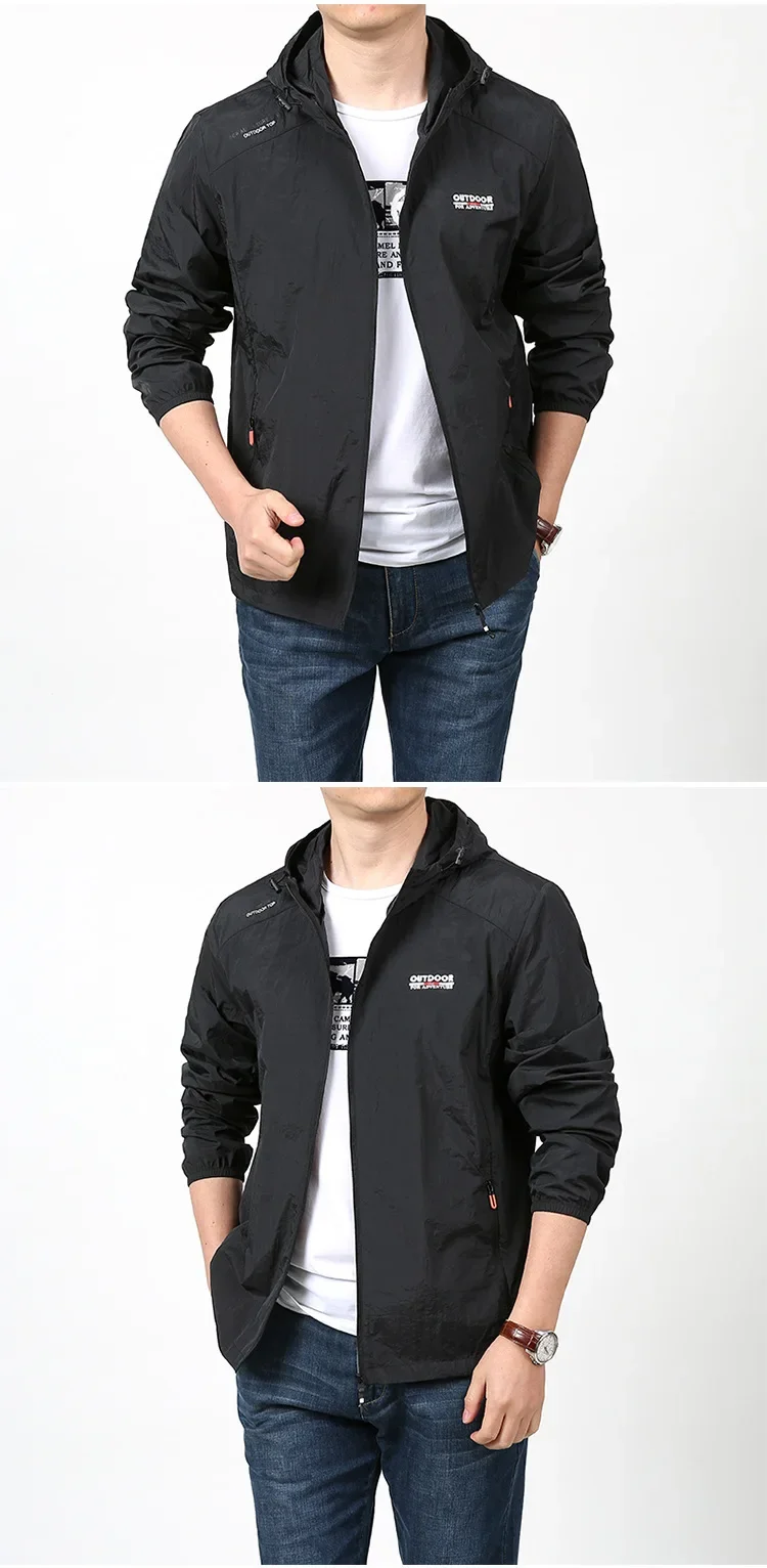 New Hooded Sun Protection Suit for Men's Summer Quick Drying Breathable Jacket, Large Outdoor Sports, Leisure Fishing