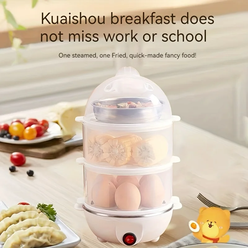US Plug Multi Functional Electric Cooking Pot, Egg Cooker, Household Breakfast Machine, Automatic Power Off of Egg Steamer