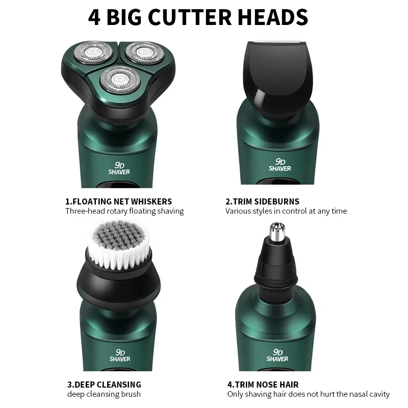 New Smart Electric Shaver LCD Digital Display Three-head Floating Razor USB Rechargeable Washing Multi-function Beard Knife 4