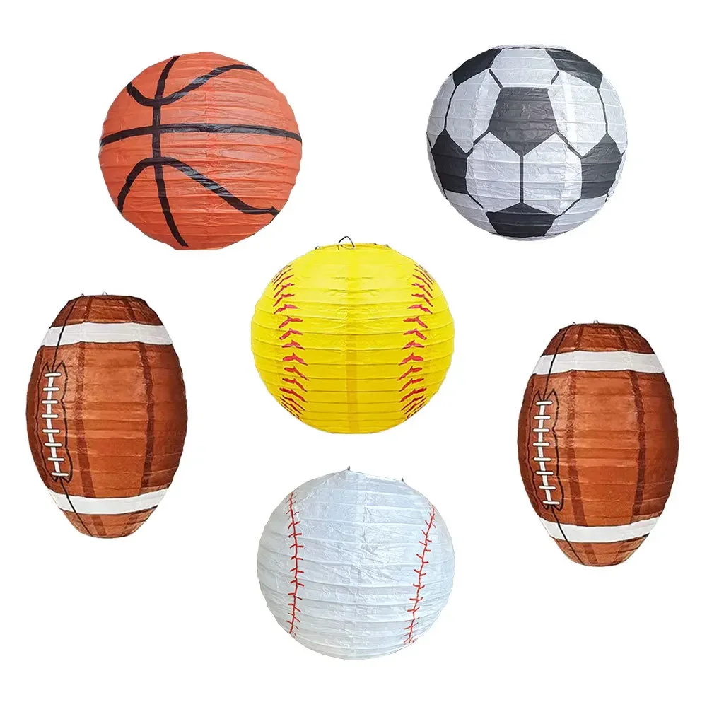 8/12inch Sports Series Basketball Football Baseball Paper Lantern Fashion Lampshade Layout Kids Birthday Party Decor Supplies