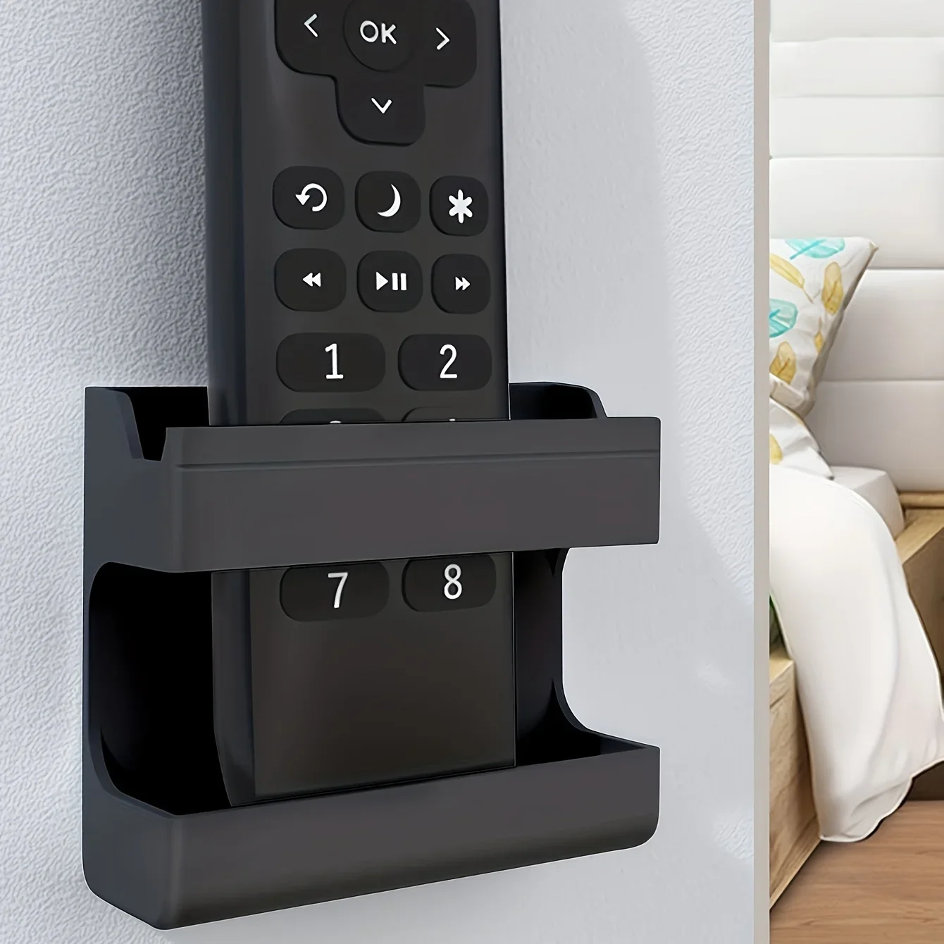 1pc-Space-Saving  Wall-Mounted Phone Charging Holder - No-Dril  Adhesive Bedside Organizer For Phones & Remote Controls 2