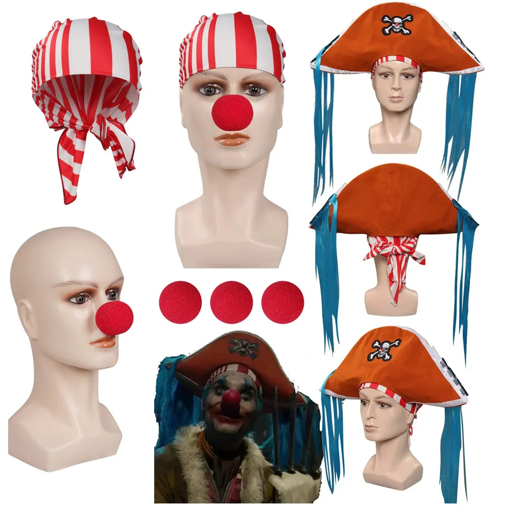 One Piece Live Action Buggy Pirate Hat Scarf Headgear Cosplay Costume