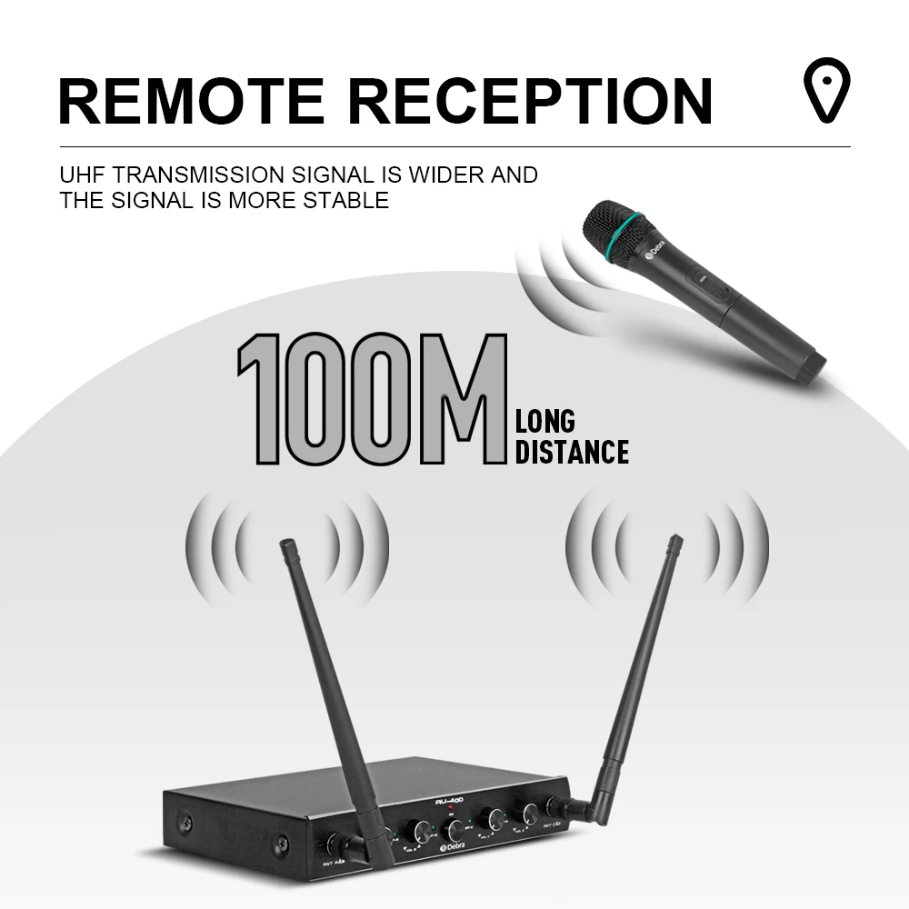 Audio AU800 UHF Wireless Microphone System 8 Channels Handheld or Lavalier Unlim