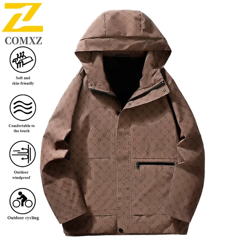 EiAO Trendy Hooded Windbreaker Waterproof Windproof Unisex Jacket for Hiking Camping Fishing Instagram Aesthetic Spring Autumn