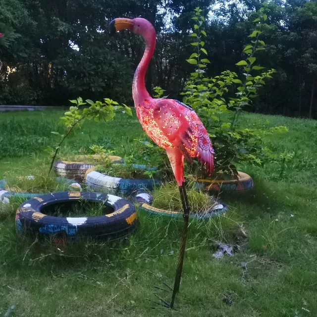 Kreatív Dekorációk Vas Kézműves Flamingo Szobrok Kerti Dekoráció Erkély Udvari Park Bevásárló Ablak Tereprendezés Esküvő - Image 3