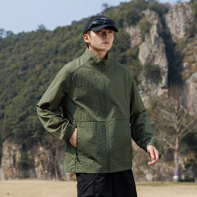 IBIH Sudadera Con Capucha Y Protección Solar UPF50+ Para Hombre, Manga Larga, Con Agujero Para El Pulgar, Elástica, De Secado Rápido, Chaqueta De Pesca Con Cremallera Completa, Color Azul Profundo