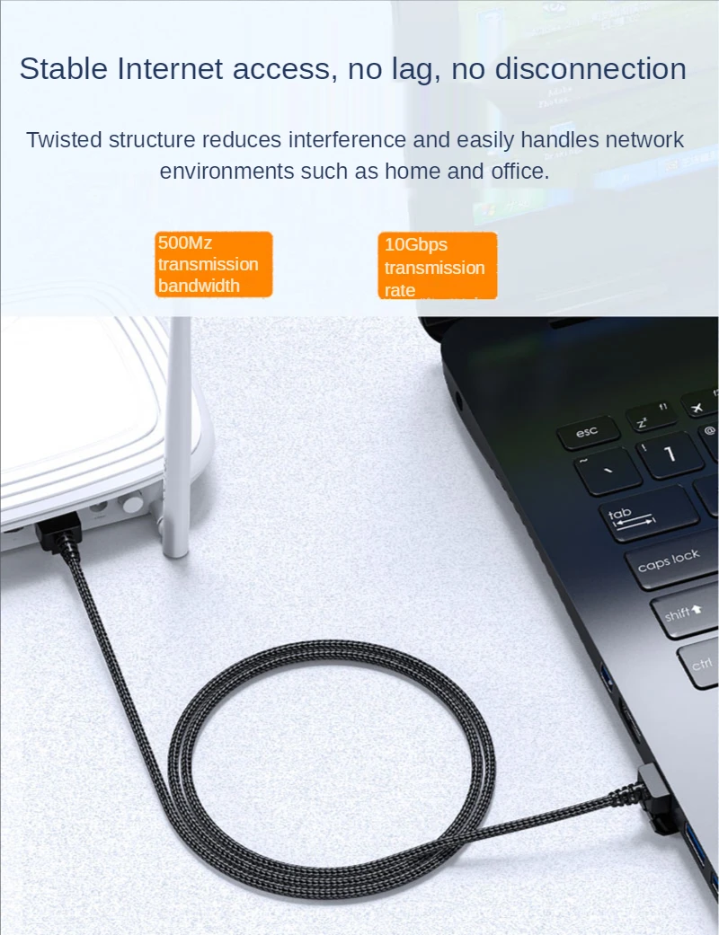 Nylon Cat6a Cabo de Patch Ethernet Ultra Fino 0.16 Polegada Alta Velocidade Cat Rj45 Fino Flexível e Leve para pc Mac - Imagem 4