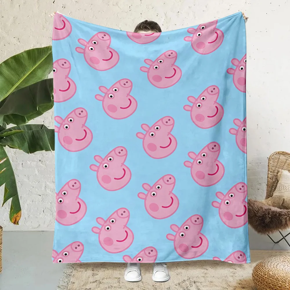 Cartoon P-Peppa Pigs Printed Blanket Picnic Blankets Warm Blanket Soft and Comfortable Blanket Home Travel Birthday Gift 3