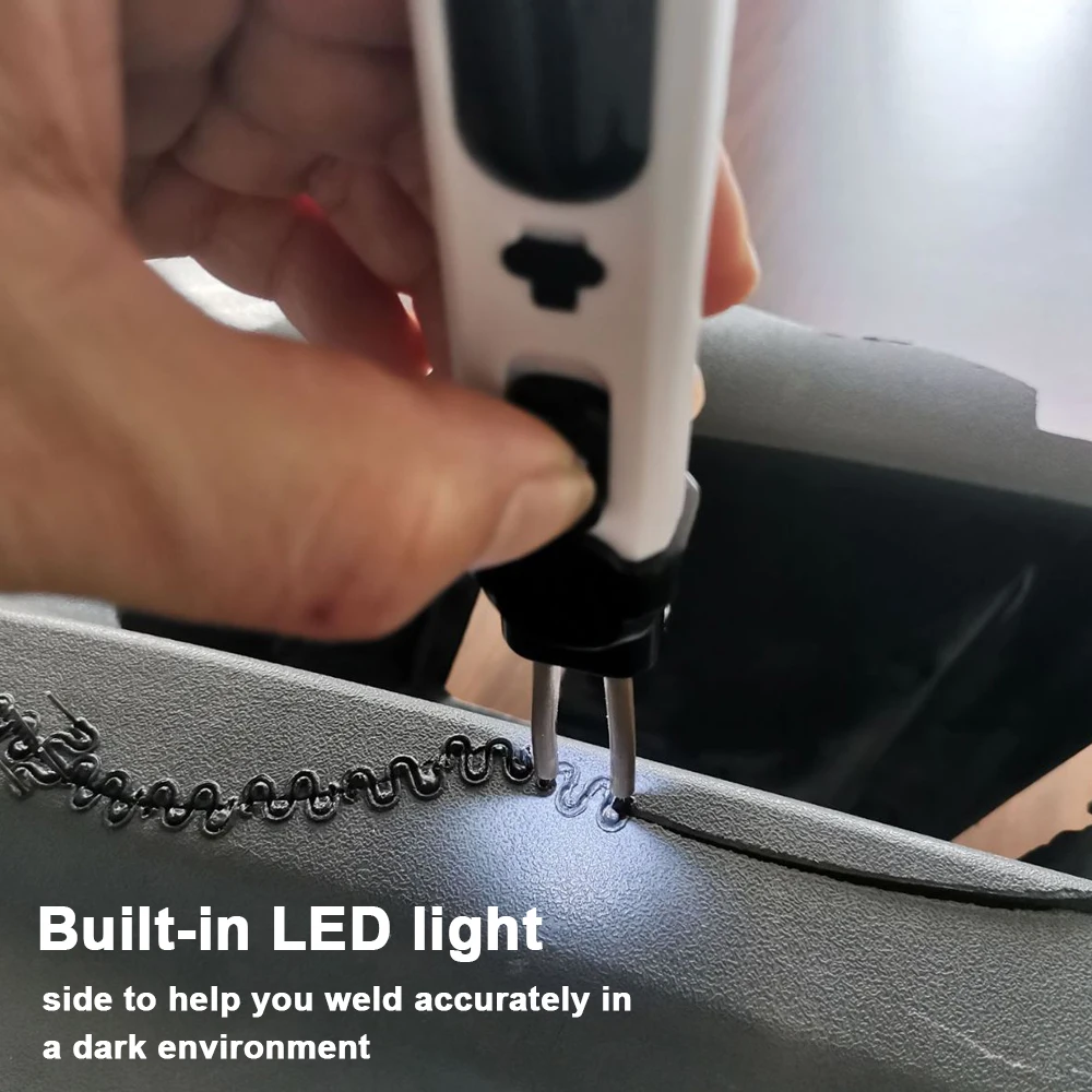 Portable Handheld Plastics Welding Machine Thermal Cutting Hot Stapler Plastics Hole Repairing Tool Set with LED Light 4