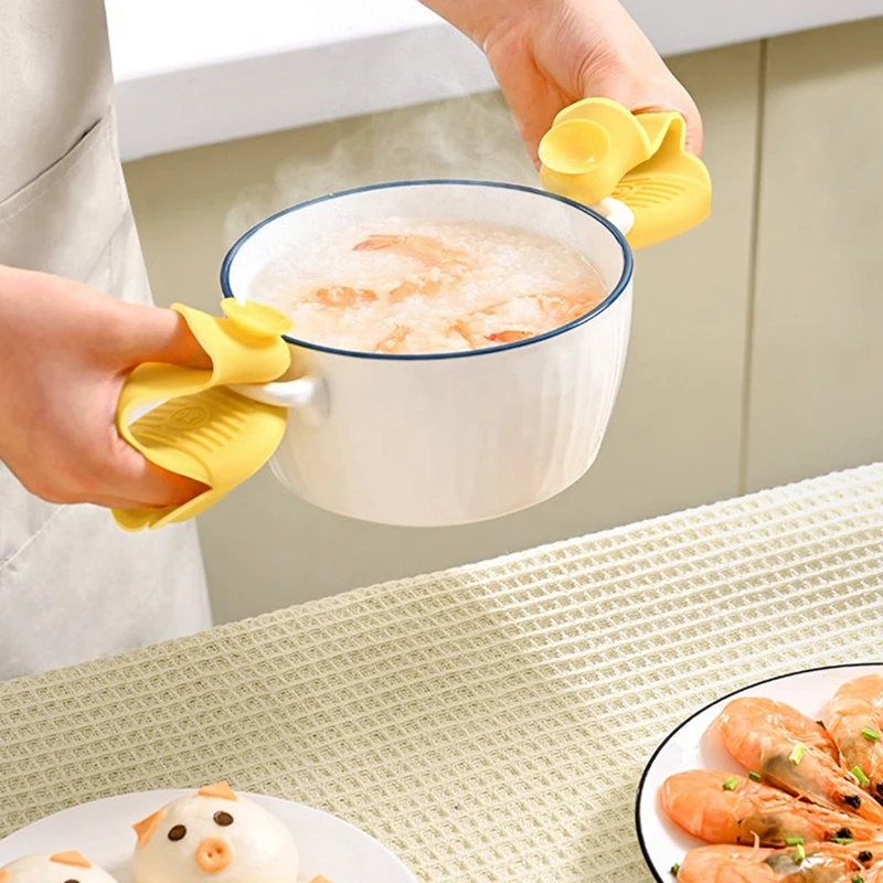 1Pc Thicken Baking Silicone Oven Mitts Microwave Oven Glove Heat Insulation Anti-slip Grips Bowl Pot Clips Kitchen Gadgets