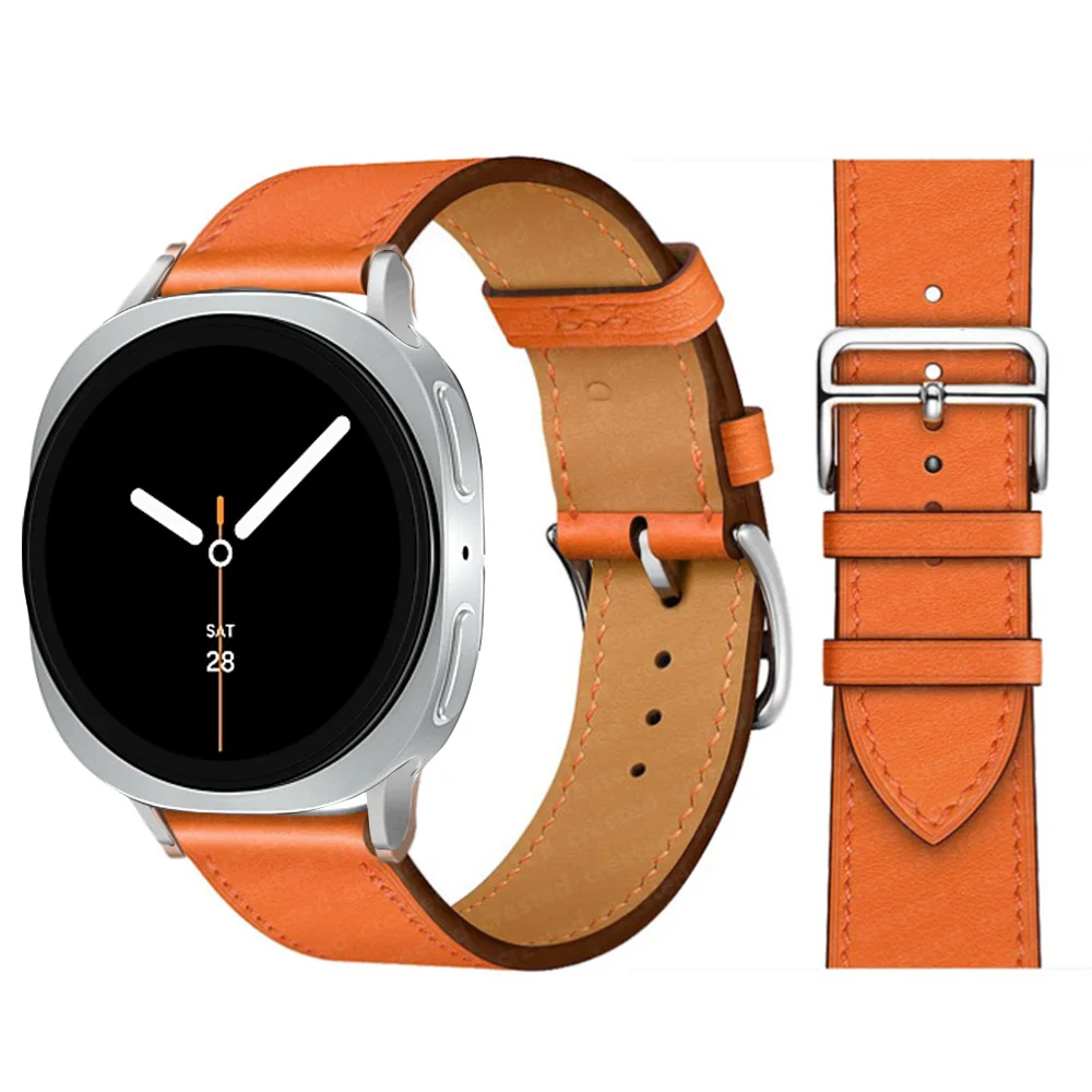 Premium Synthetic Leather Strap for Smartwatch - Elegant Bracelet with Connector