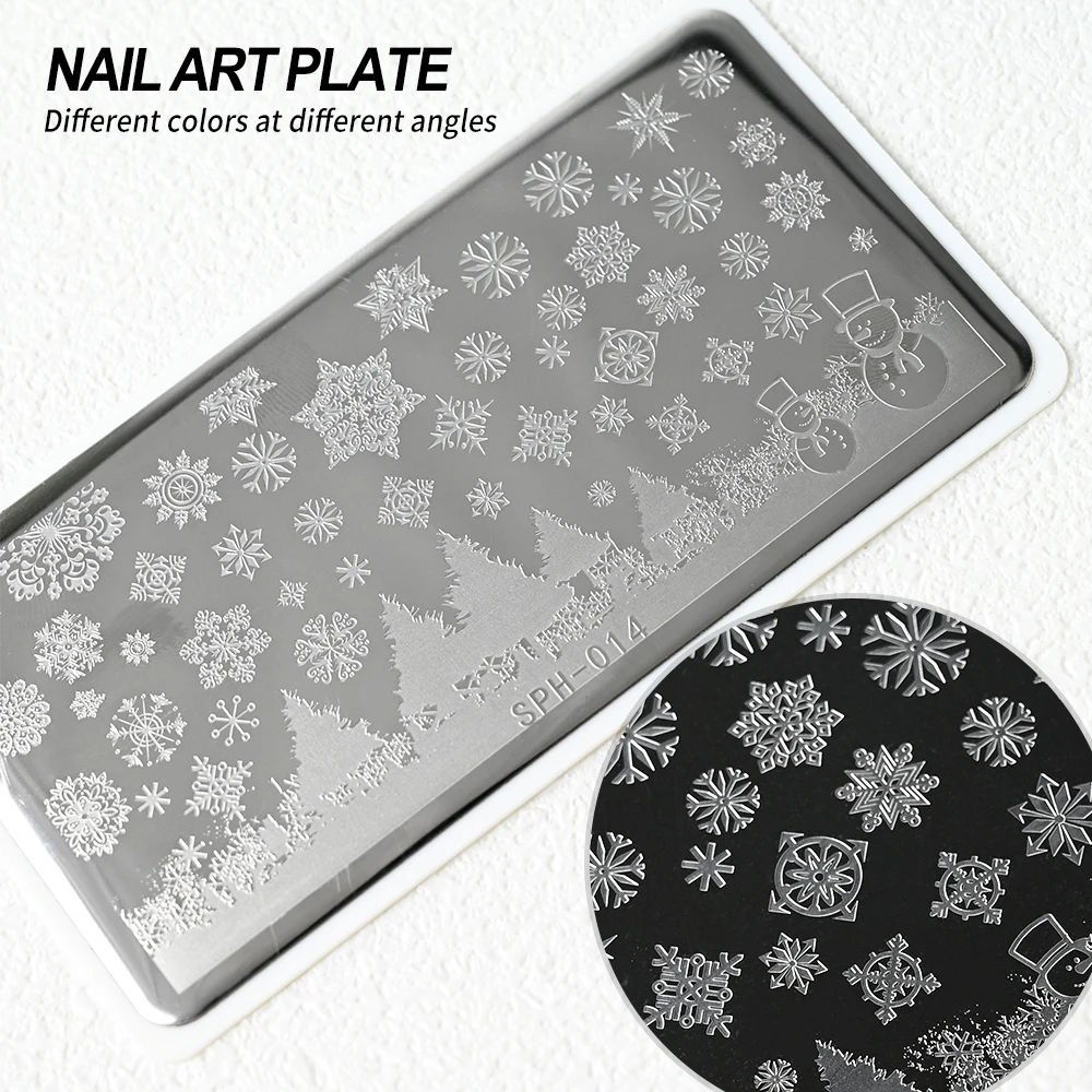 1Pcs Christmas Snowflake Nail Art Stamping Plate Santa Claus/Snowman/Elk/Pine Winter Stencils Xmas&New Year Manicure Templates # 6