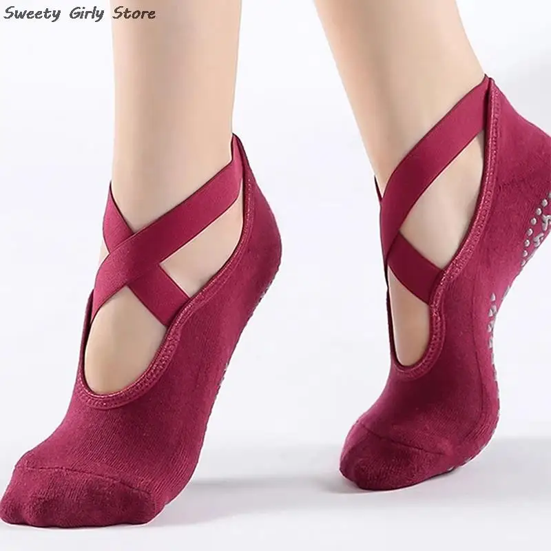 

Performance Dancing Yoga Socks Bandage Pilates Ballet Dance Cotton Socks Women Workout Slipper Sox Anti-slip Silicone Footwear