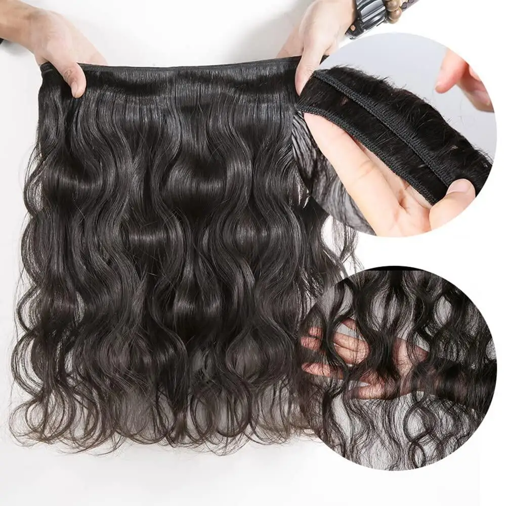 Brazilian Body Wave Human Hair Bundles Natural Black 1/3 Pieces Deal 100% Human Hair Bundles Remy Wavy Weave Extensions