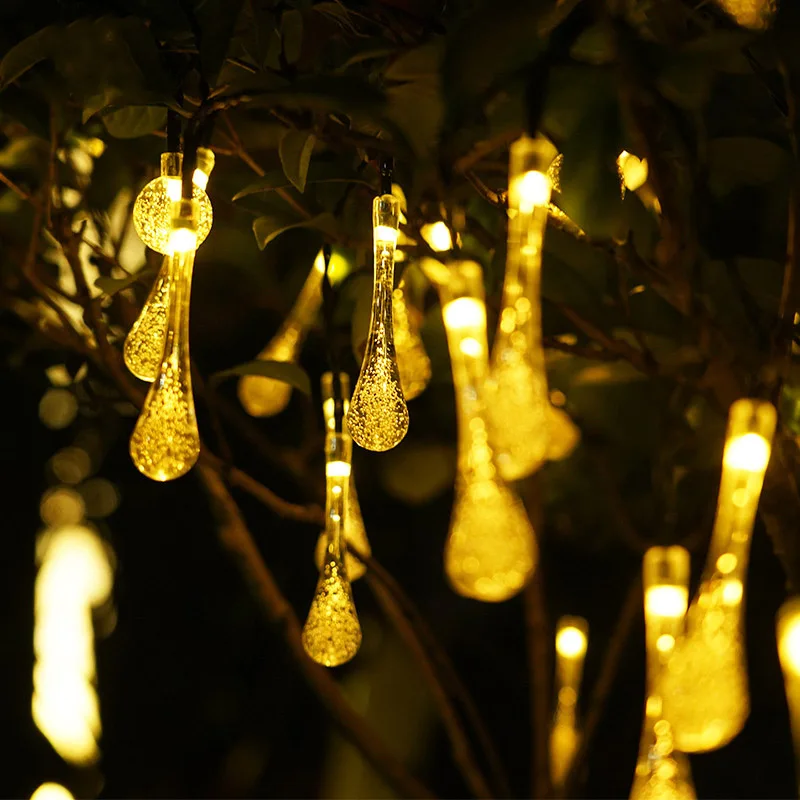 

3/6/10M LED Water Drops String Fairy Lights Outdoor Garland Garden Waterproof Navidad Wedding Party Holiday Christmas Decoracion