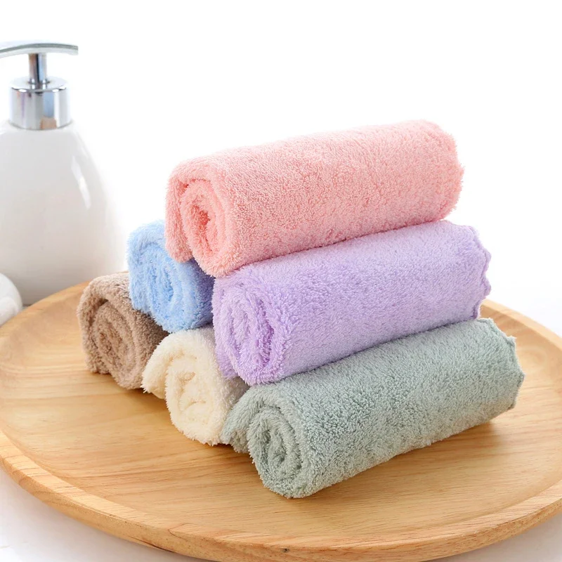 10Pcs Coral Velvet Quick Drying Microfiber Towels Cleaning Wipes Face Towels Square Washcloth Soft Absorbent Towel