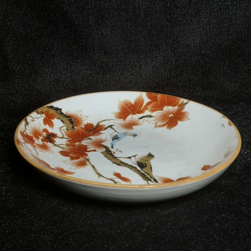 YIZHU CULTUER ART Size 5 Inch Old Chinese porcelain Painting Flowers and Birds Plate Saucer Decoration Gift Collection