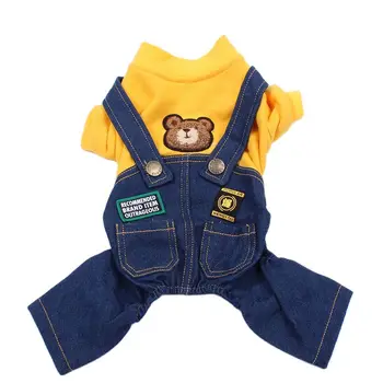 New Pet Jumpsuit Rompers Dog Hoodie Denim Coat T-Shirt Cat Puppy Jacket Autumn/Winter Clothes Apparel 5