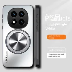 Enhanced AG Matte Protective Phone Case with Ring Stand and Magnetic Back Cover for POCO X7 5G (Silver)