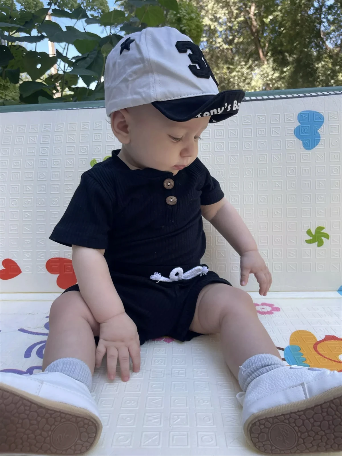 New Summer Newborn infant Baby Boy Knitted Clothes Set Short Sleeve Romper Bodysuit Top and Shorts Casual Outfit for Boys 2