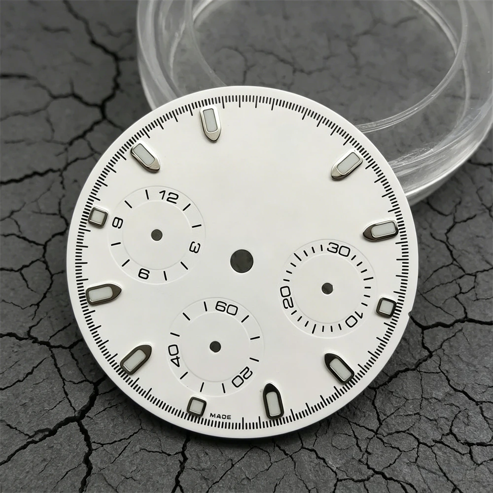 삼각대 HILEGU HL00200827 29.5MM 다이얼 VK63 다기능 크로노그래프 페이스 그린 루미너스 3-레지스터 시계 삼각대 액세서리