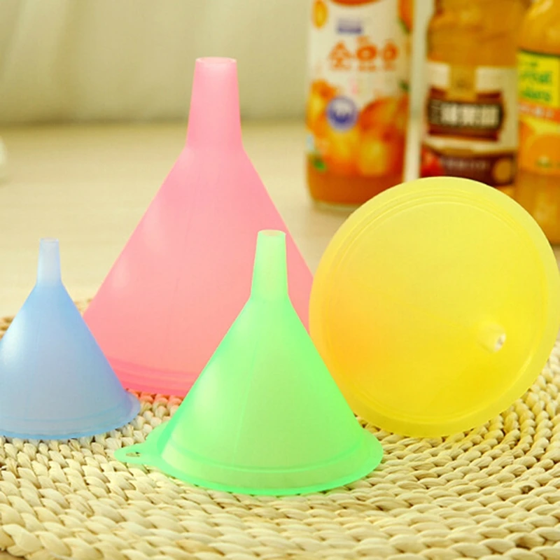 5Pcs Colorful Plastic Funnel Small Medium Large Variety Liquid Oil Kitchen Set Dropshipping plastic filter funnel