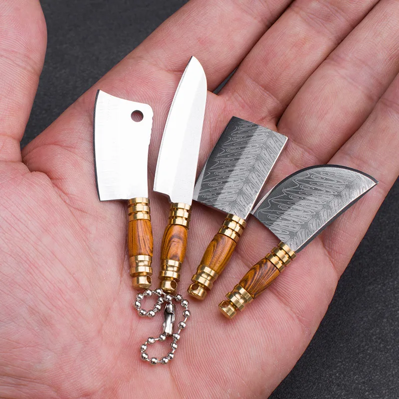 Mini Damascus Laser Pattern Knife Acrylic Sharp EDC Self-defense Portable Keychain Unpacking Outdoor Unboxing Tool