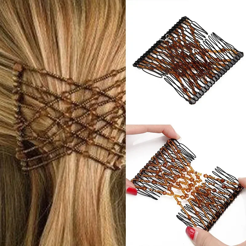 Schwarze Scheiben-Haarspangen für Frauen, magischer Haarkamm, elastisches Seil, Haarspange, Vintage, kreative Kopfbedeckung, Haarkamm, koreanisches Styling-Werkzeug – Detail 5