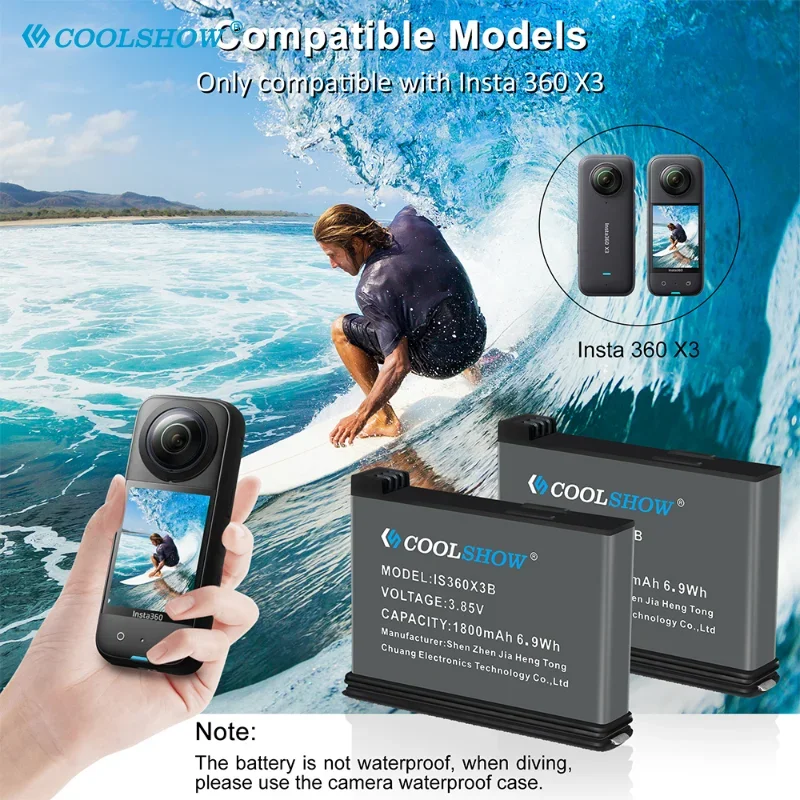 Battery Charger 1800mAh For Insta360 X3 360 Panoramic Action Camera Batteries Accessories For Insta360 ONE X3