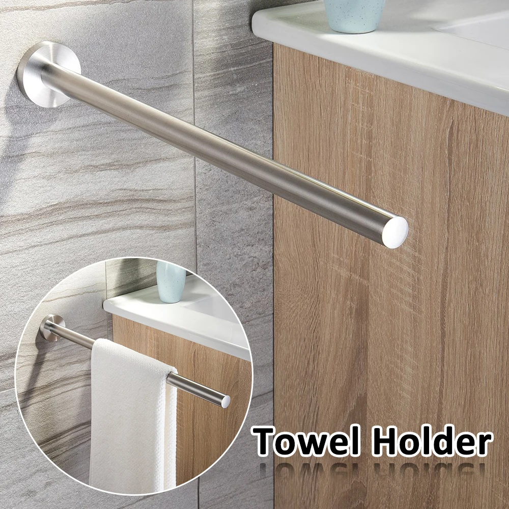 Towel Rack Towel Rack Stainless Steel Towel Rail Single Pole Wall Hanging Shelf Kitchen Dish Cloths Hanger Storage Organizer