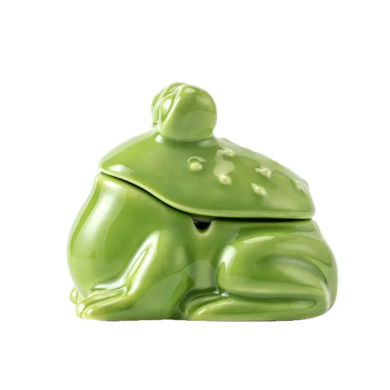 Ceramic Ashtray Cute Frog Ashtray Living Room with Lid Anti Fly Ash Ceramic Cigar Ashtray Decoration Chinese Home Decoration Tea Ceremony Pet