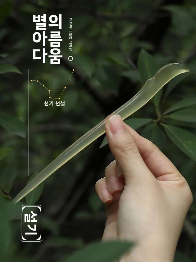 천연 긴 양뿔 머리핀 여성용 새로운 중국 스타일 고급스러운 느낌의 사슴뿔 머리..