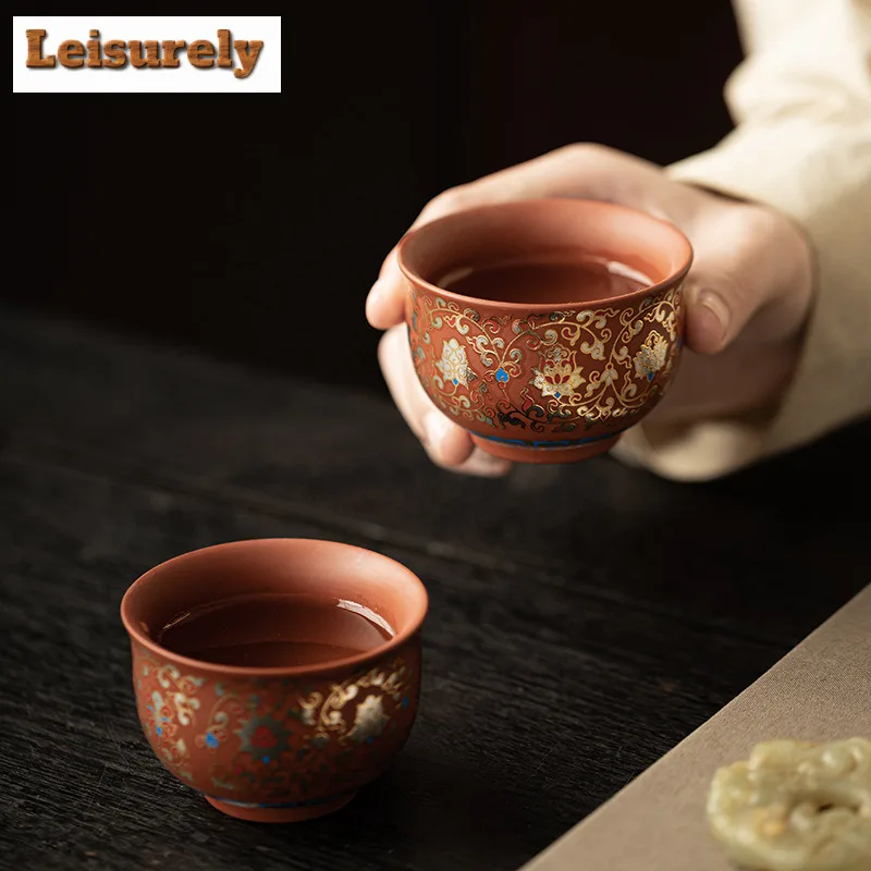 Twining Lotus Purple Clay Xishi Pot Tea Set Complete Set Boutique Tea Ceremony Set Teapot And Tea Cup Set Teaware Supplies Gifts