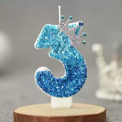 Blue Crown Number Cake Candles - Stylish Birthday and Wedding Party Cake Toppers Decor (3)