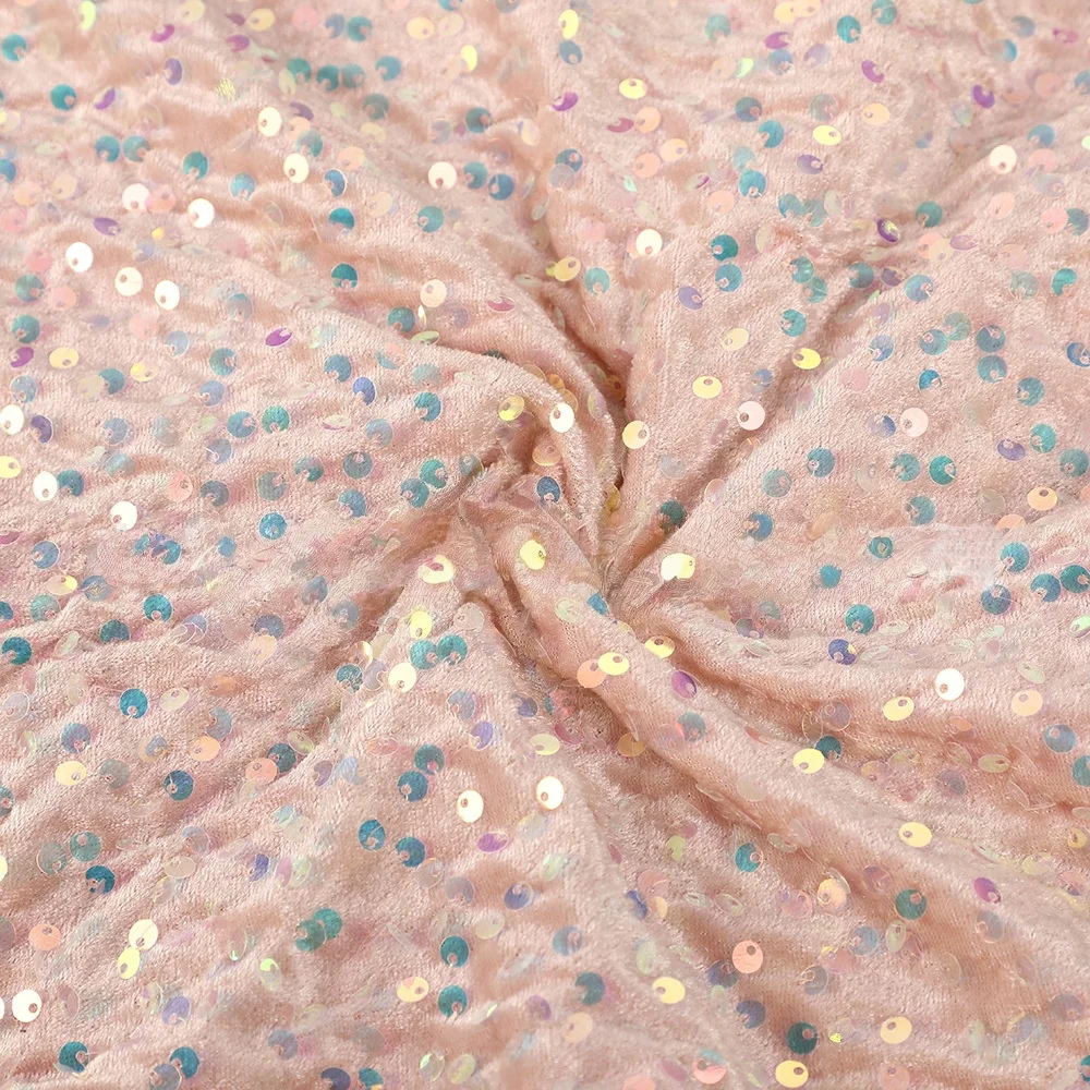 Vibrant Multicolor Sequined Embroidered Velvet Fabric