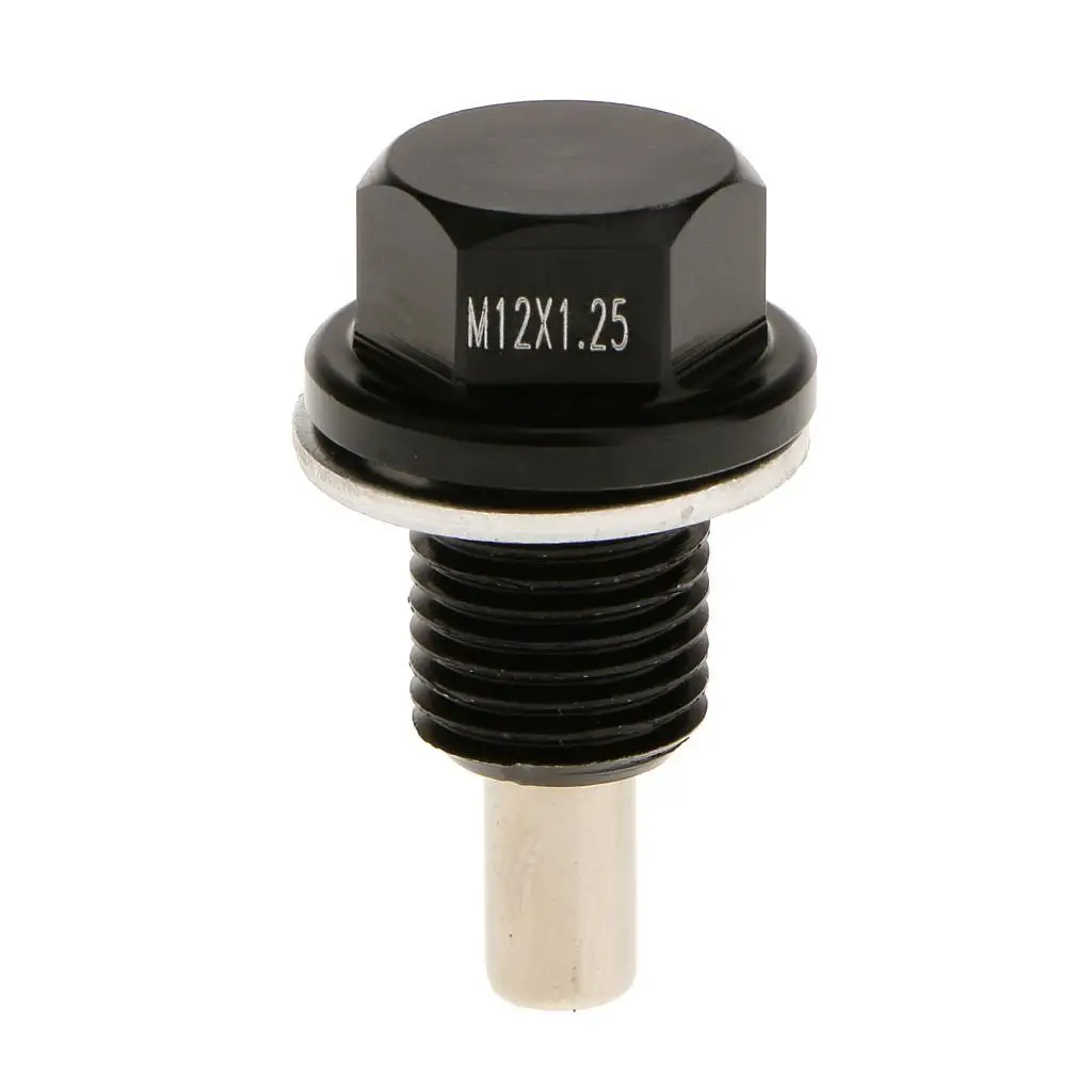 M12X1.25 Anodized Magnetic Engine Oil Pan Drain Bolt Plug For Black
