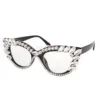 Cat Eye Reading Glasses Women Anti Blue Ray Pink White Rhinestone Trim Presbyopia Glasses Female Diopter From +100 To +400 3