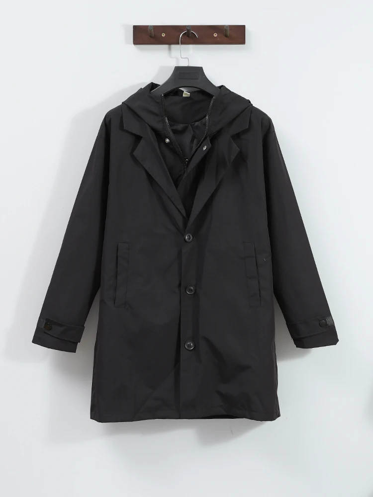 Trench Coat Men Casual Loose Large Size Trench Coat Autumn Street Warm Male Outcoat