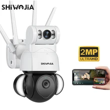 

SHIWOJIA 2MP Wifi Surveil Camera Security Protection PTZ Dome Camera AI human Auto Tracking Outdoor Dual-Lens Floodlight Camera