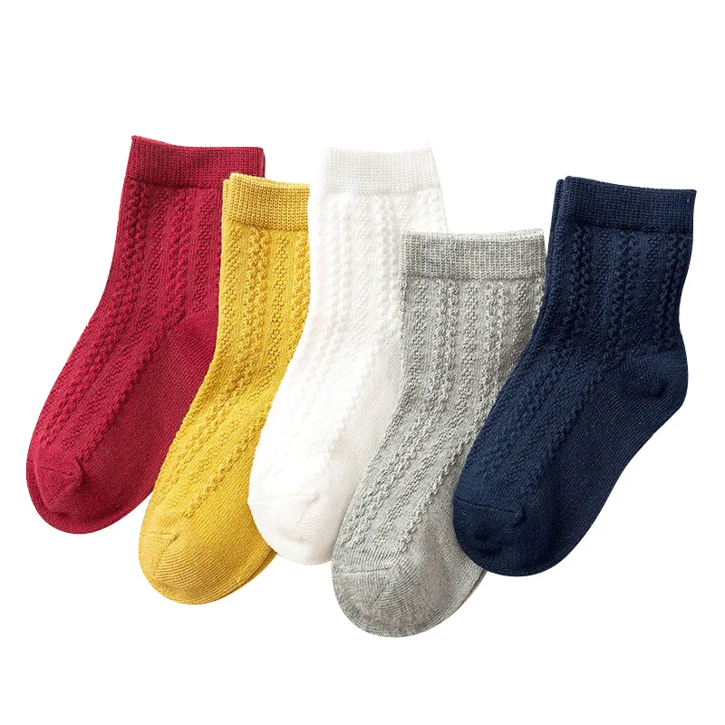 

5 Pairs Newborn Baby Girls Fashion Solid Socks Comfort Cotton Children Socks Kids Boy for 0-9 Years Baby Clothes Accessories