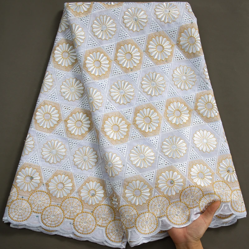 

Nigerian Cotton Lace Fabric 2023 High Quality Embroidered African Swiss Voile Lace Fabric Wedding Dress For Women Party A3434