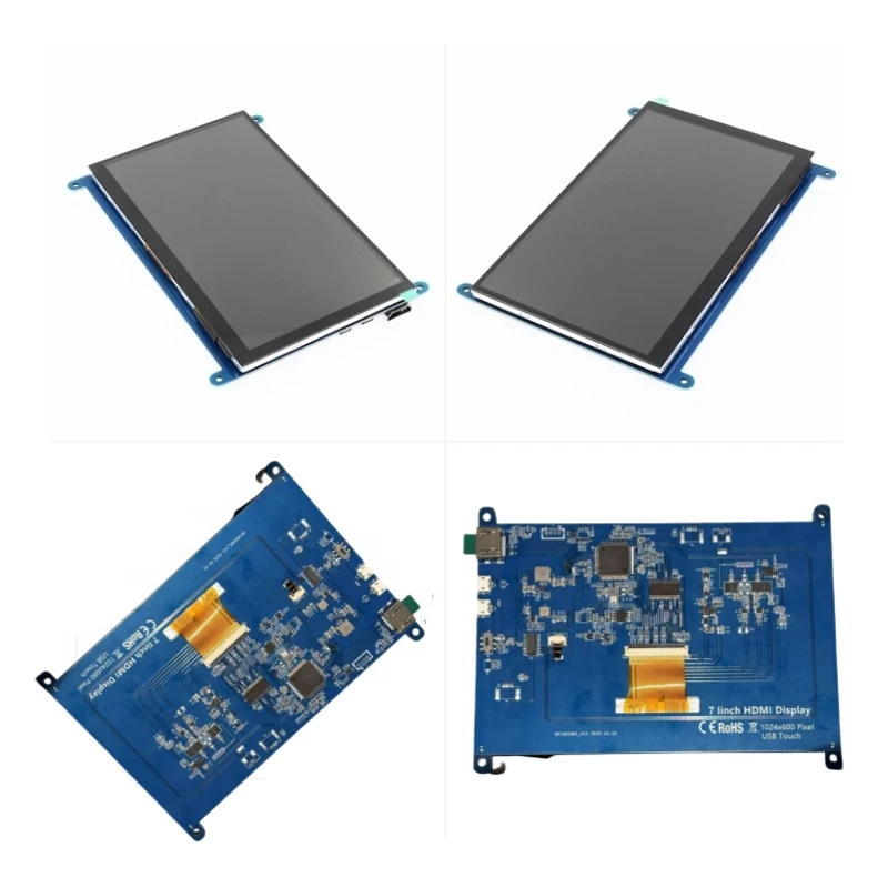 7인치 라즈베리 파이 4//+ 모니터 1024x600 IPS 5포인트 정전식 터치스크린 드라이브 무료 HDMI 디스플레이(Win10용)