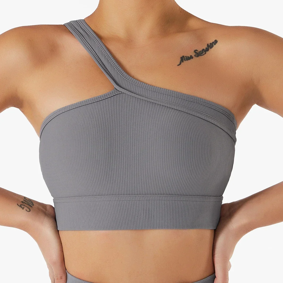 Women Yoga Sport Bras One Shoulder Sports Underwear High Strength Support No Wire Crop Top women sports bra